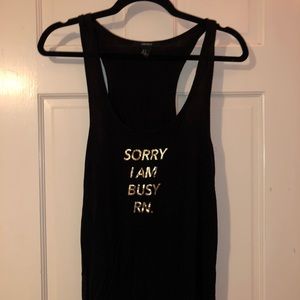 Gold Sorry I’m Busy RN Workout Tank Top